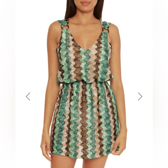 Becca Manu Bay Grass Plunge Dress Size L New With Tag - Picture 1 of 16